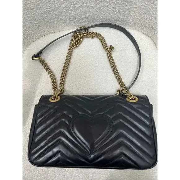 Gucci GG Marmont Small Matelassé Black Leather Shoulder Bag